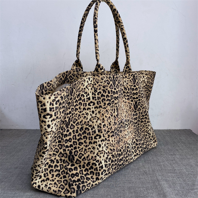 Women'S Reebok Bags - Unisex Leopard Print Embroidery Canvas Tote