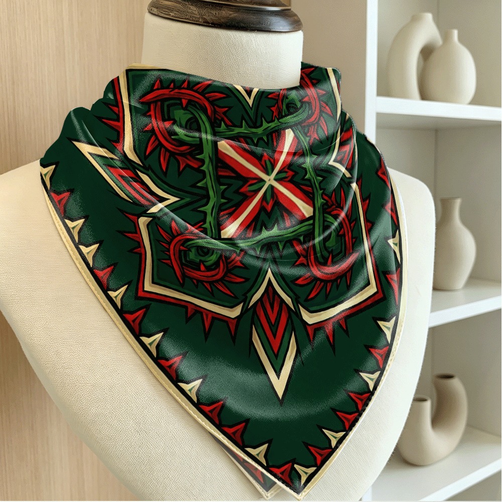Women Bags Green - Red and green thorny vine pattern