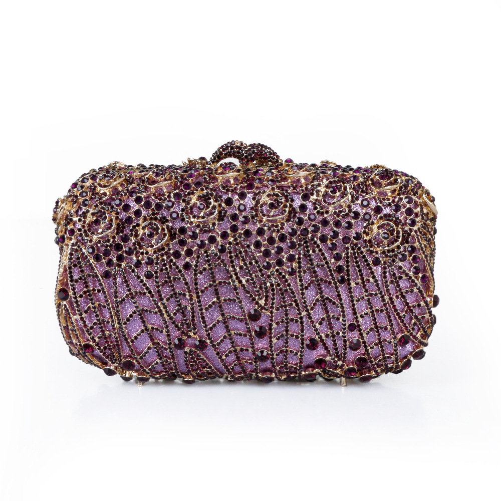Women Bags Green - Full Stones Flower Party Box Clutch