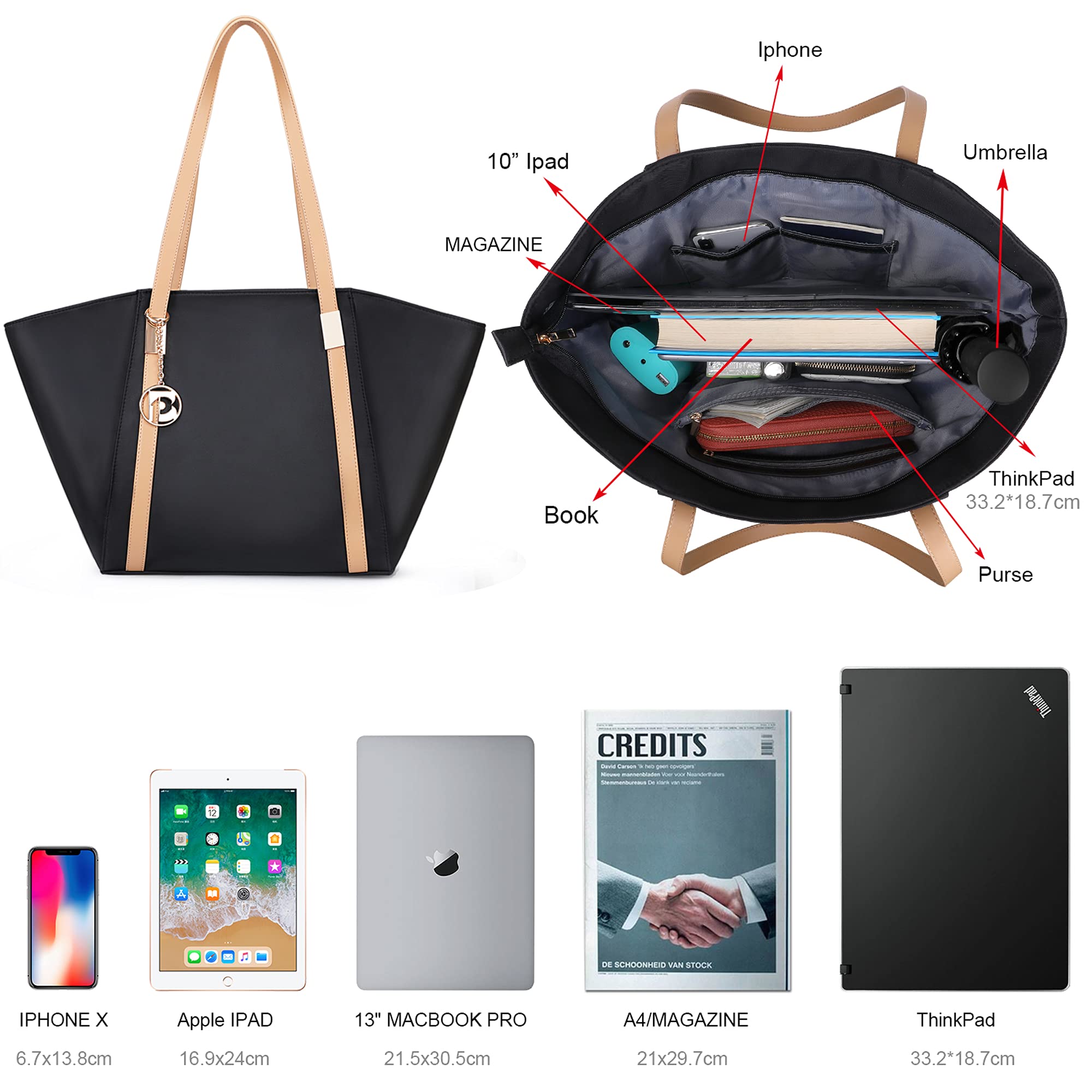 Pomelo Best Tote Bag with Zip  - огляд і ціна Women'S Best Bags For Work
